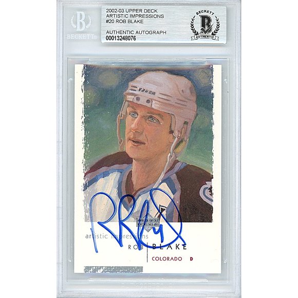 Rob Blake Signed Avalanche 2002-03 Upper Deck Hockey Card Beckett Slab Autograph - Picture 1 of 4